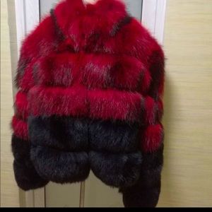 Men’s Raccoon red /black fox fur coat